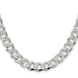 925 White Gold 11 mm Curb Chain Necklace, Polished