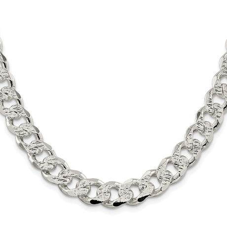 925 White Gold 11 mm Curb Chain Necklace, Polished