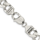 925 White Gold 11 mm Curb Chain Necklace, Polished alternate angle