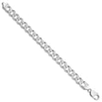 925 White Gold 11 mm Curb Chain Anklet, Polished