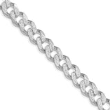 925 White Gold 11 mm Curb Chain Necklace, Polished detail view