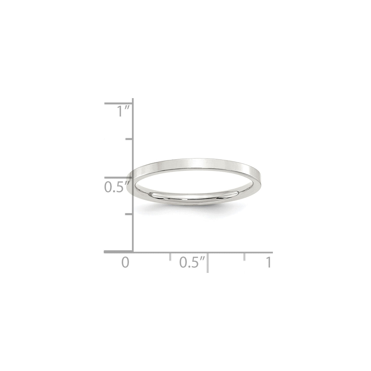 Sterling Silver Flat, Comfort Fit wedding band ring shown for scale