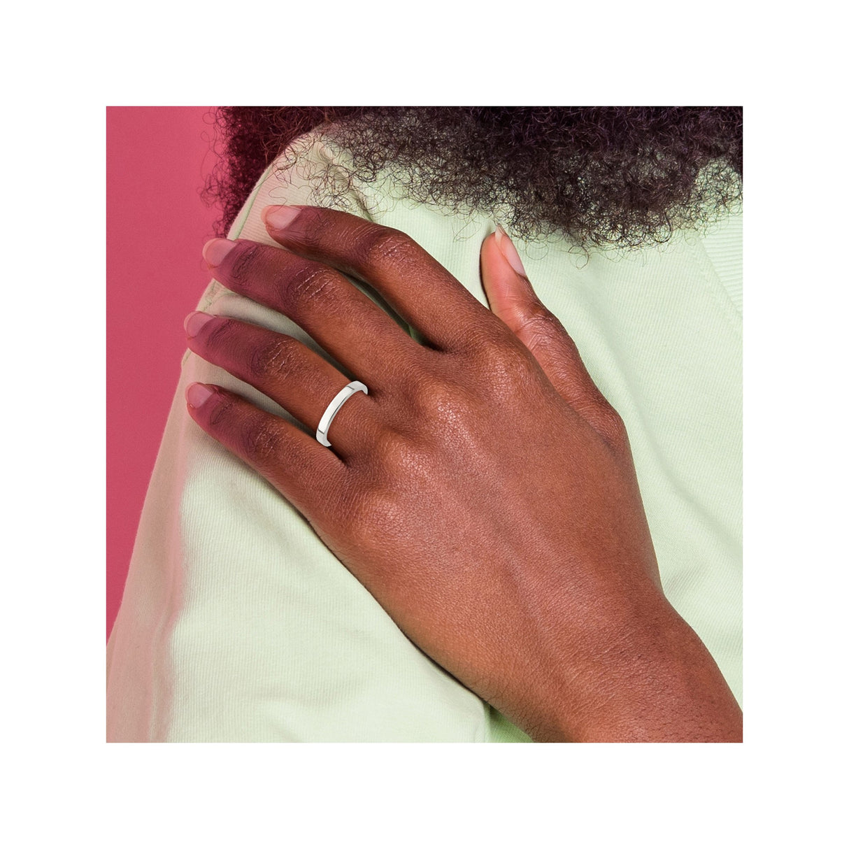 Sterling Silver Flat, Comfort Fit wedding band ring detail view