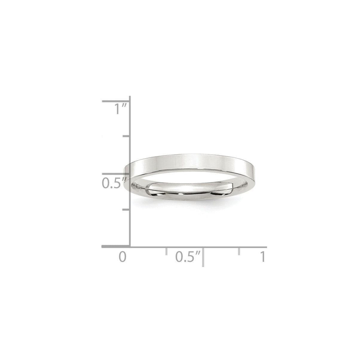 Sterling Silver Flat, Comfort Fit wedding band ring shown for scale