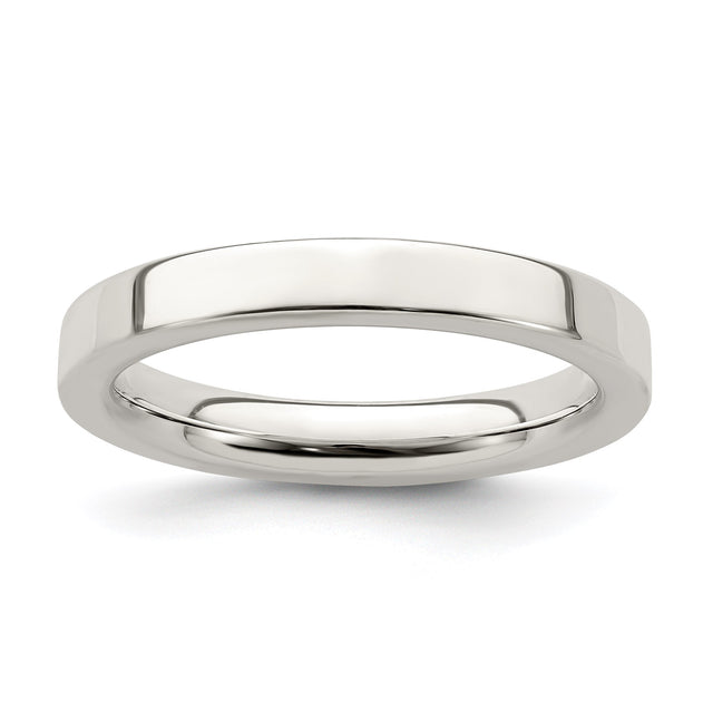 Sterling Silver Flat, Comfort Fit wedding band ring
