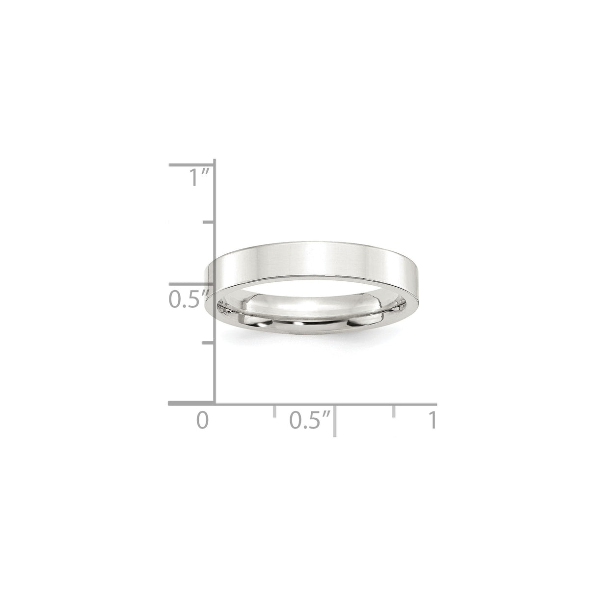 Sterling Silver Flat, Comfort Fit wedding band ring shown for scale