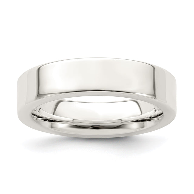 Sterling Silver Flat, Comfort Fit wedding band ring