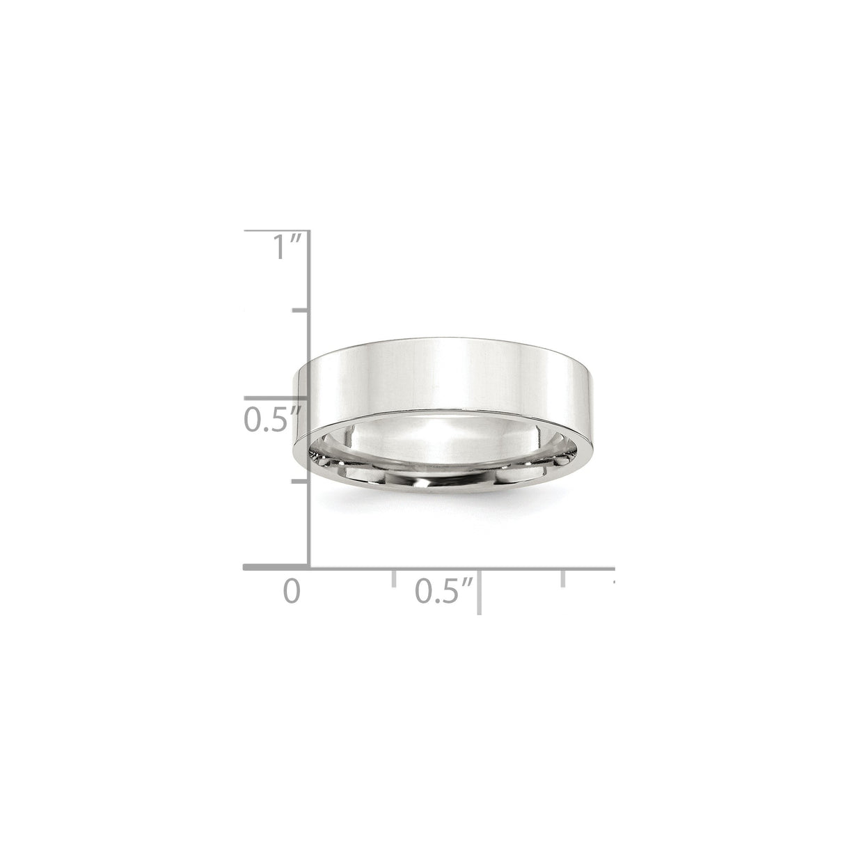 Sterling Silver Flat, Comfort Fit wedding band ring shown for scale