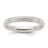 Sterling Silver Milgrain, Comfort Fit wedding band ring