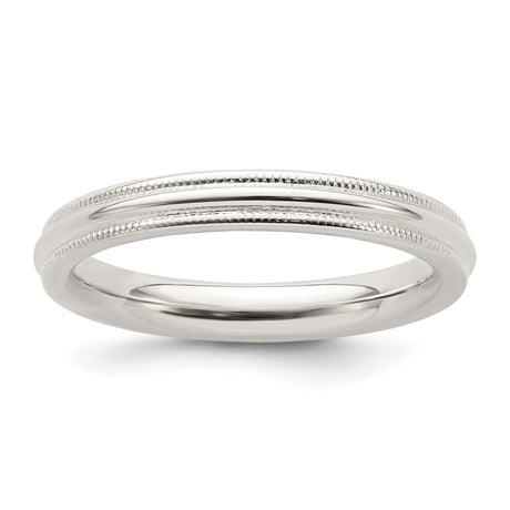Sterling Silver Milgrain, Comfort Fit wedding band ring