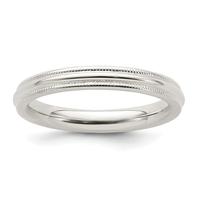 Sterling Silver Milgrain, Comfort Fit wedding band ring