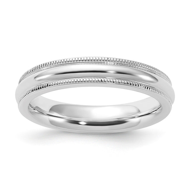 Sterling Silver Milgrain, Comfort Fit wedding band ring
