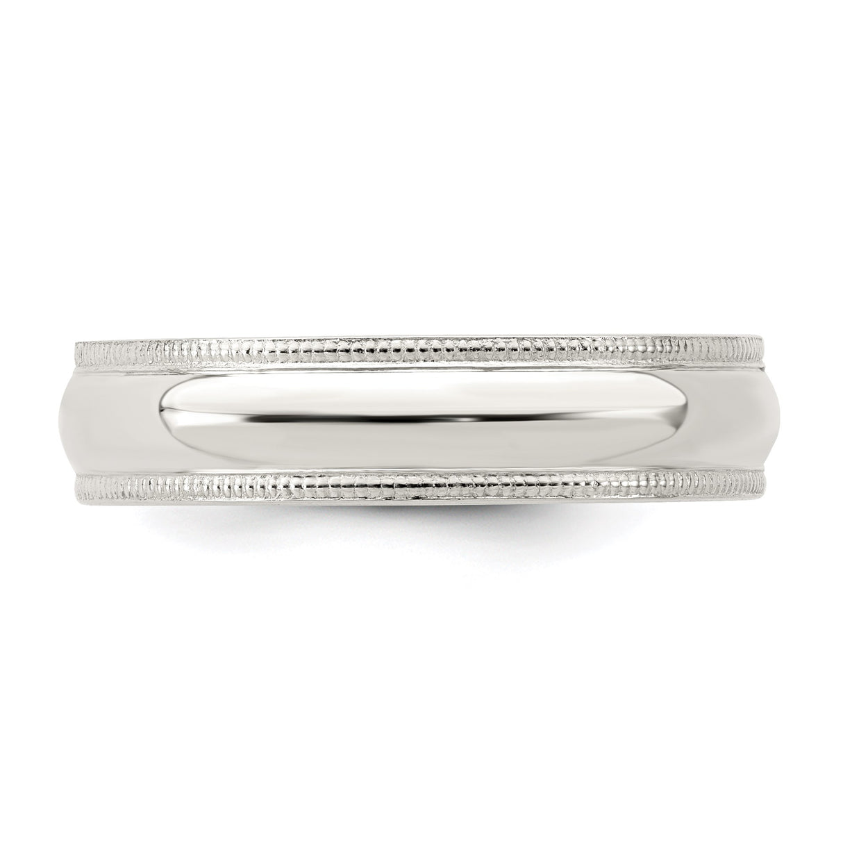 Sterling Silver Milgrain, Comfort Fit wedding band ring detail view