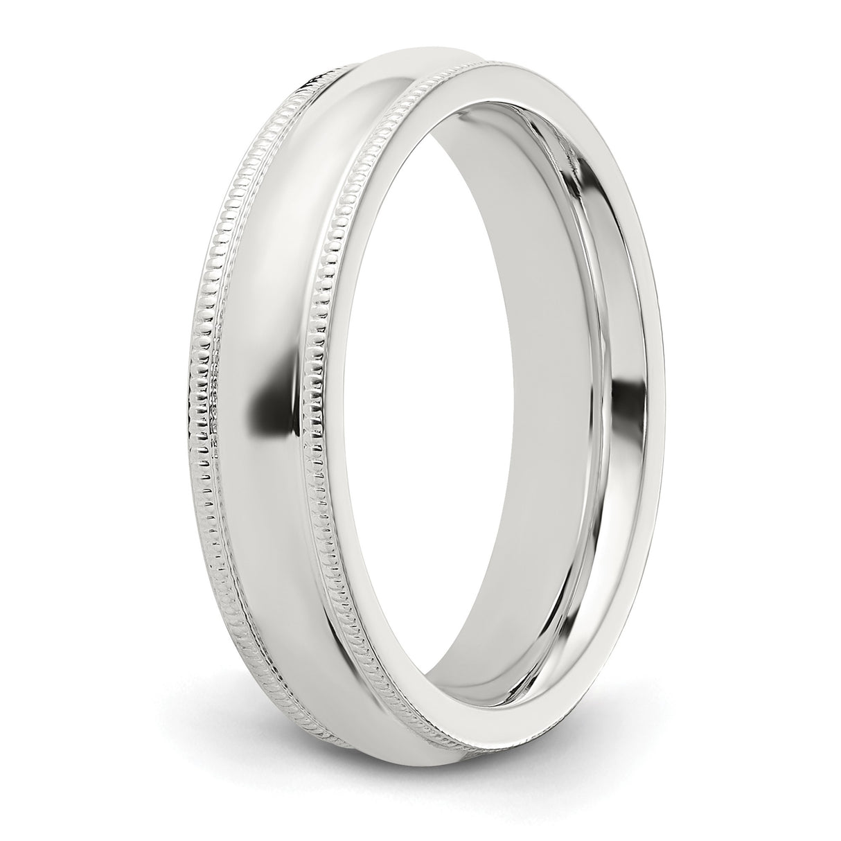 Sterling Silver Milgrain, Comfort Fit wedding band ring detail view