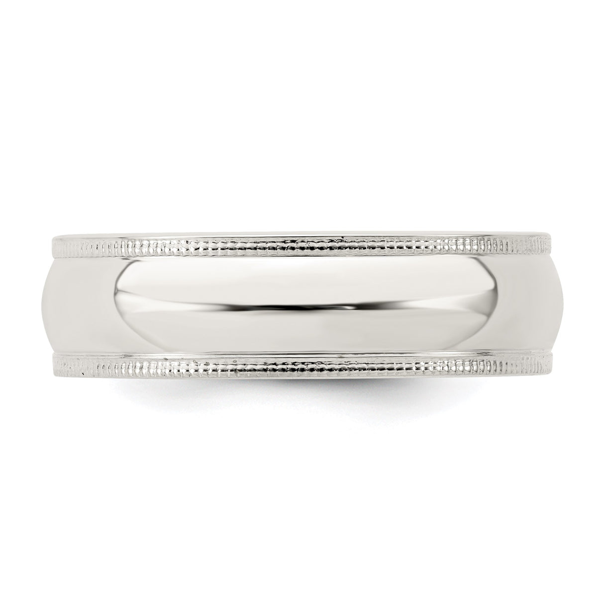 Sterling Silver Milgrain, Comfort Fit wedding band ring detail view