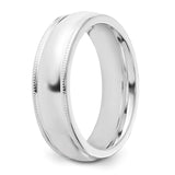 Sterling Silver Milgrain, Comfort Fit wedding band ring alternate angle