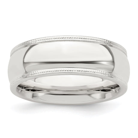 Sterling Silver Milgrain, Comfort Fit wedding band ring