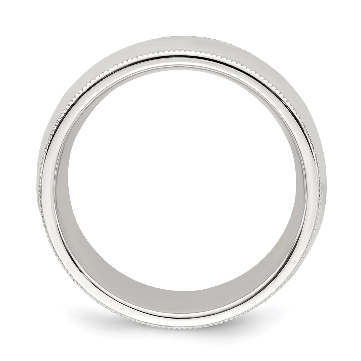 Sterling Silver Milgrain, Comfort Fit wedding band ring alternate angle