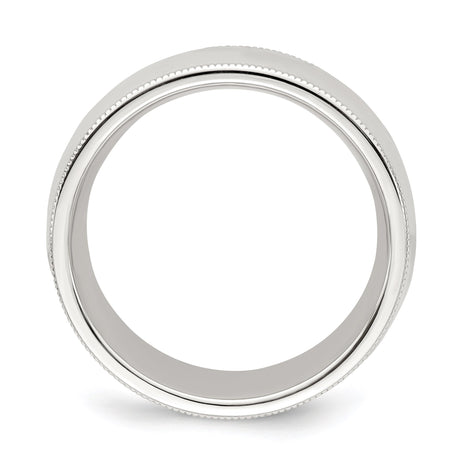 Sterling Silver Milgrain, Comfort Fit wedding band ring alternate angle