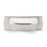 Sterling Silver Milgrain, Comfort Fit wedding band ring detail view