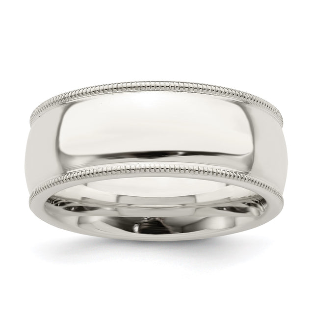 Sterling Silver Milgrain, Comfort Fit wedding band ring