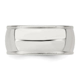 Sterling Silver Milgrain, Comfort Fit wedding band ring detail view