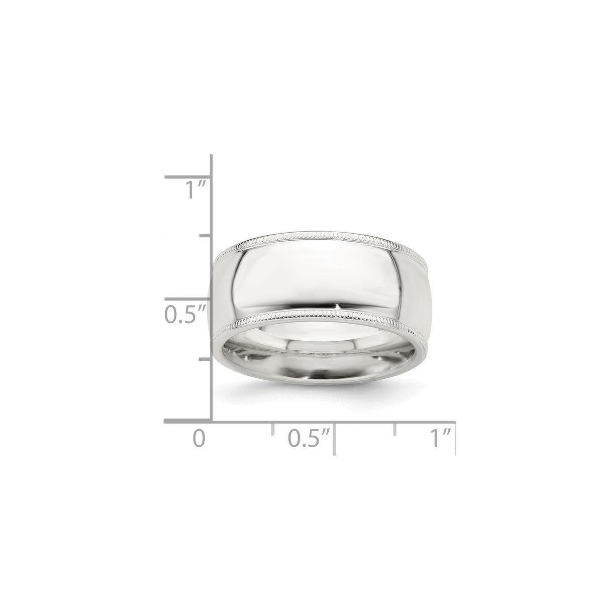 Sterling Silver Milgrain, Comfort Fit wedding band ring shown for scale
