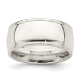 Sterling Silver Milgrain, Comfort Fit wedding band ring