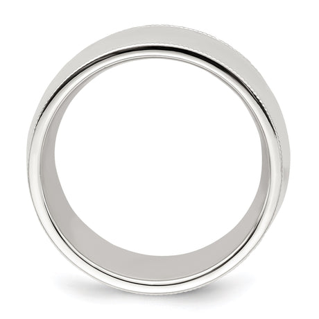 Sterling Silver Milgrain, Comfort Fit wedding band ring alternate angle