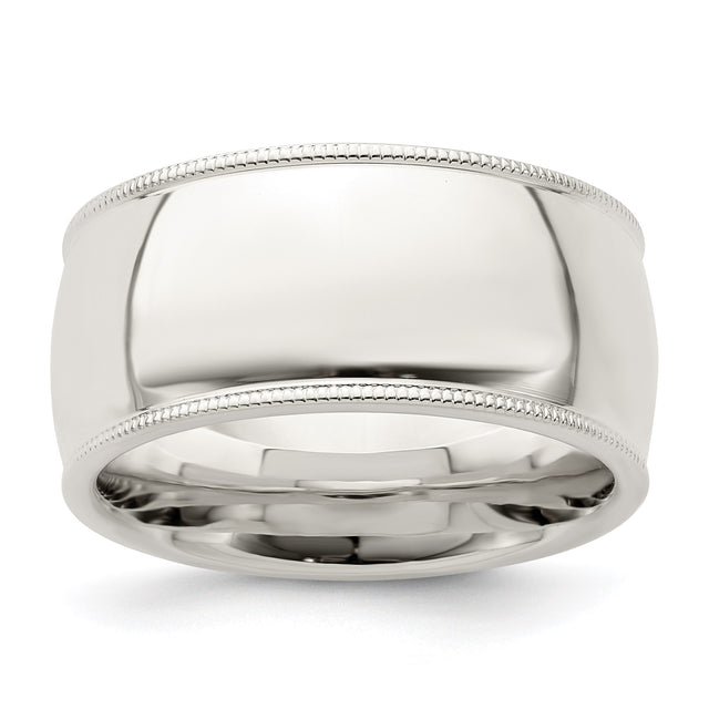 Sterling Silver Milgrain, Comfort Fit wedding band ring