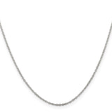 925 White Gold 1 mm Polished Chain Necklace, Solid