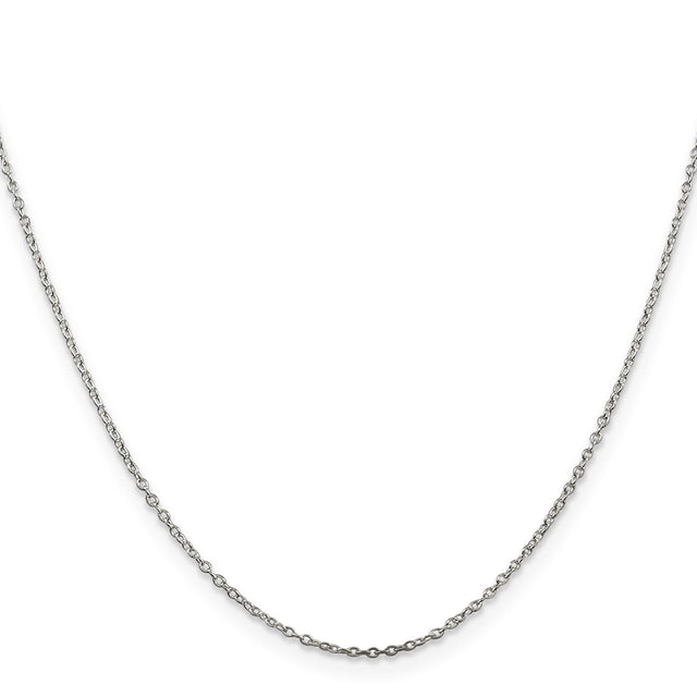 925 White Gold 1 mm Polished Chain Necklace, Solid