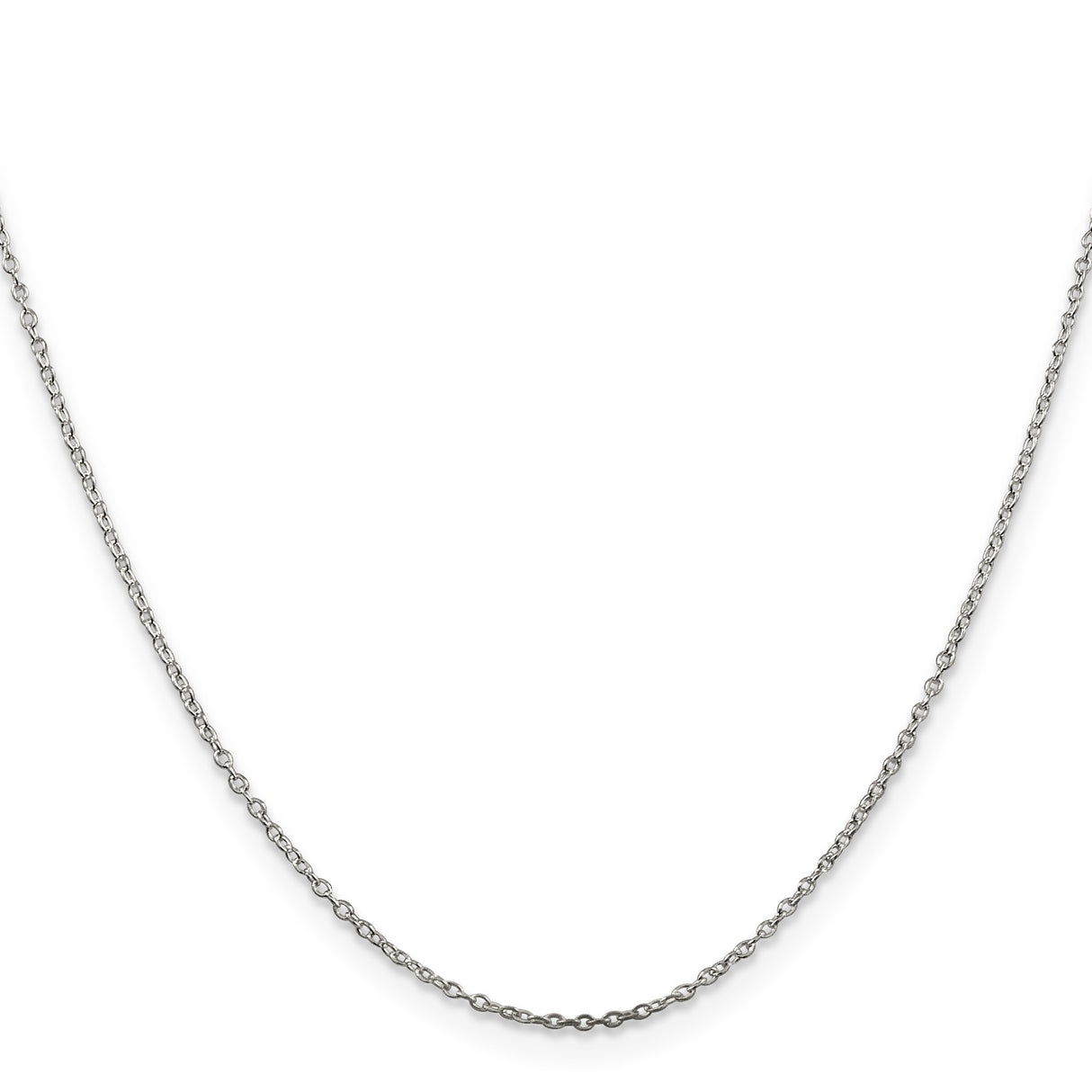 925 White Gold 1 mm Polished Chain Necklace, Solid