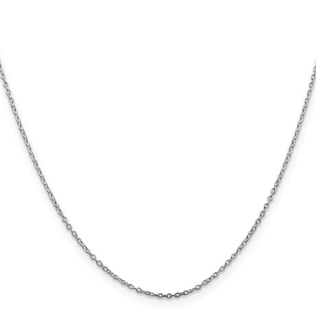 925 White Gold 1 mm Polished Chain Necklace, Solid
