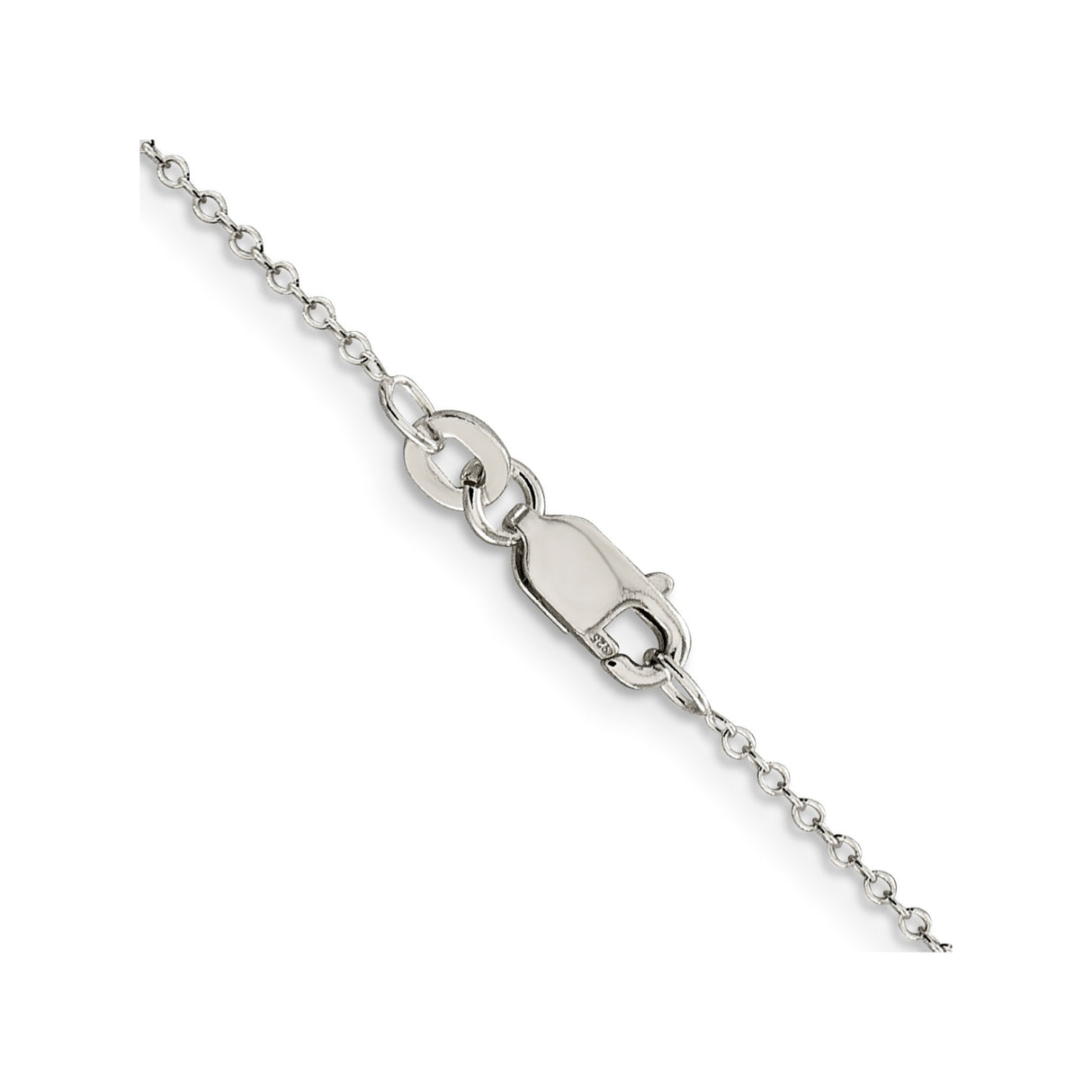 925 White Gold 1 mm Polished Chain Necklace, Solid alternate angle