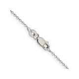 925 White Gold 1 mm Polished Chain Necklace, Solid alternate angle
