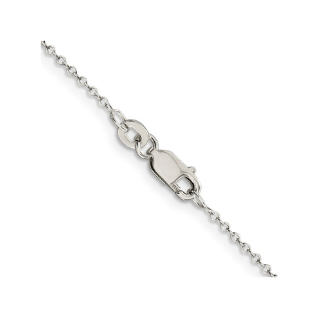 925 White Gold 1 mm Polished Chain Necklace, Solid alternate angle