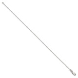925 White Gold 1 mm Polished Chain Anklet, Solid alternate angle