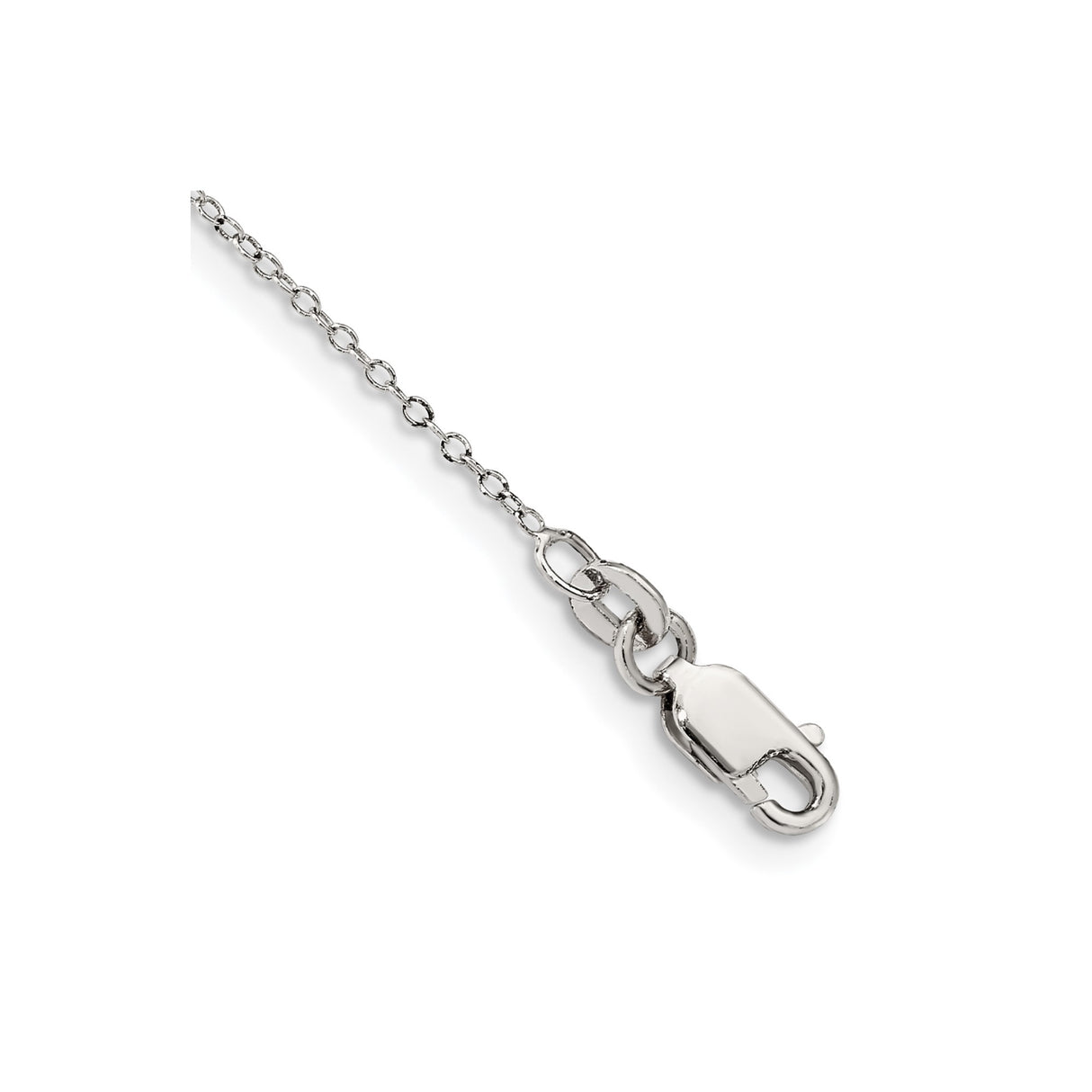 925 White Gold 1 mm Polished Chain Anklet, Solid shown for scale