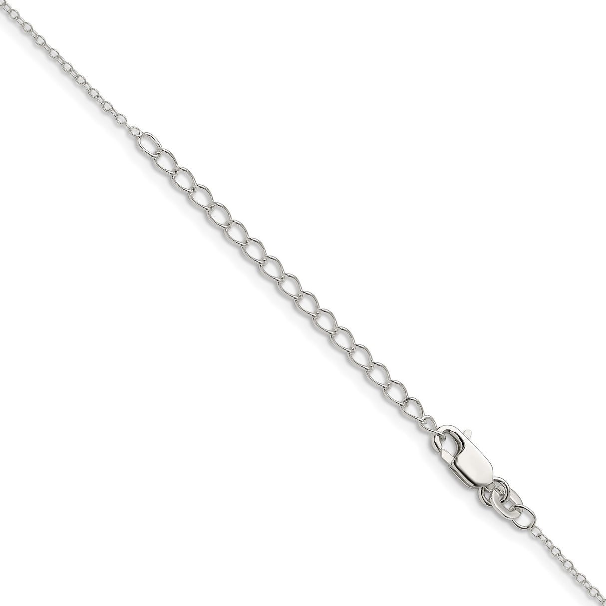 925 White Gold 1 mm Polished Chain Necklace, Solid detail view