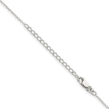 925 White Gold 1 mm Polished Chain Necklace, Solid detail view