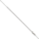925 White Gold 1 mm Polished Chain Necklace, Solid detail view