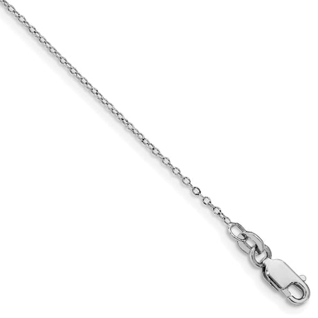 925 White Gold 1 mm Polished Chain Anklet shown for scale