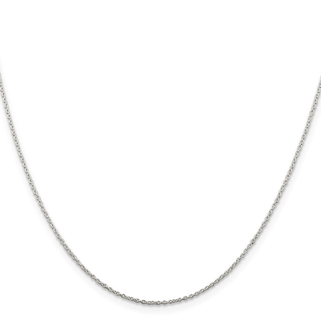 925 White Gold 1 mm Polished Chain Necklace, Solid