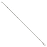 925 White Gold 1 mm Polished Chain Anklet, Solid