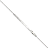 925 White Gold 1 mm Polished Chain Necklace, Solid detail view