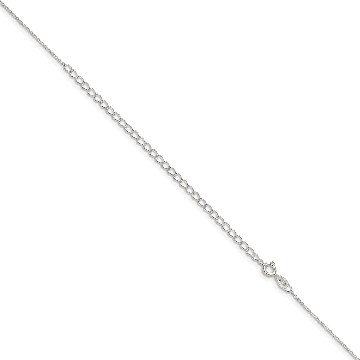 925 White Gold 1 mm Polished Chain Necklace, Solid detail view