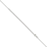 925 White Gold 1 mm Polished Chain Necklace, Solid detail view