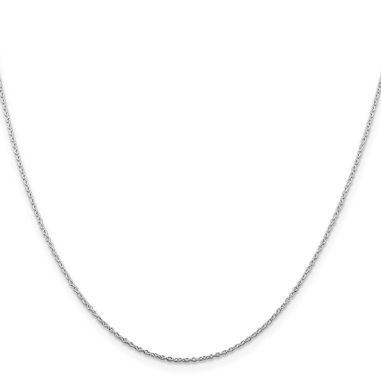 925 White Gold 1 mm Polished Chain Necklace, Solid