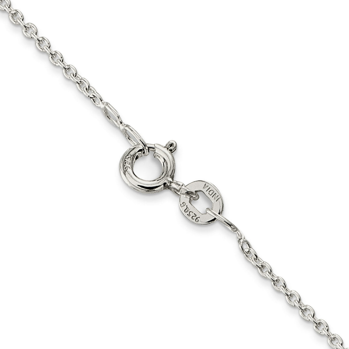 925 White Gold 1 mm Polished Chain Necklace, Solid alternate angle